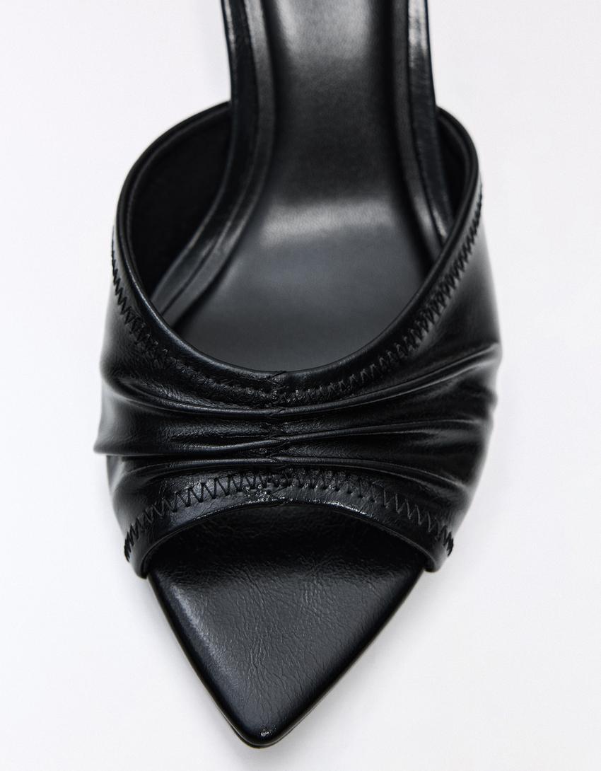 Mule with ruched detail-BLACK