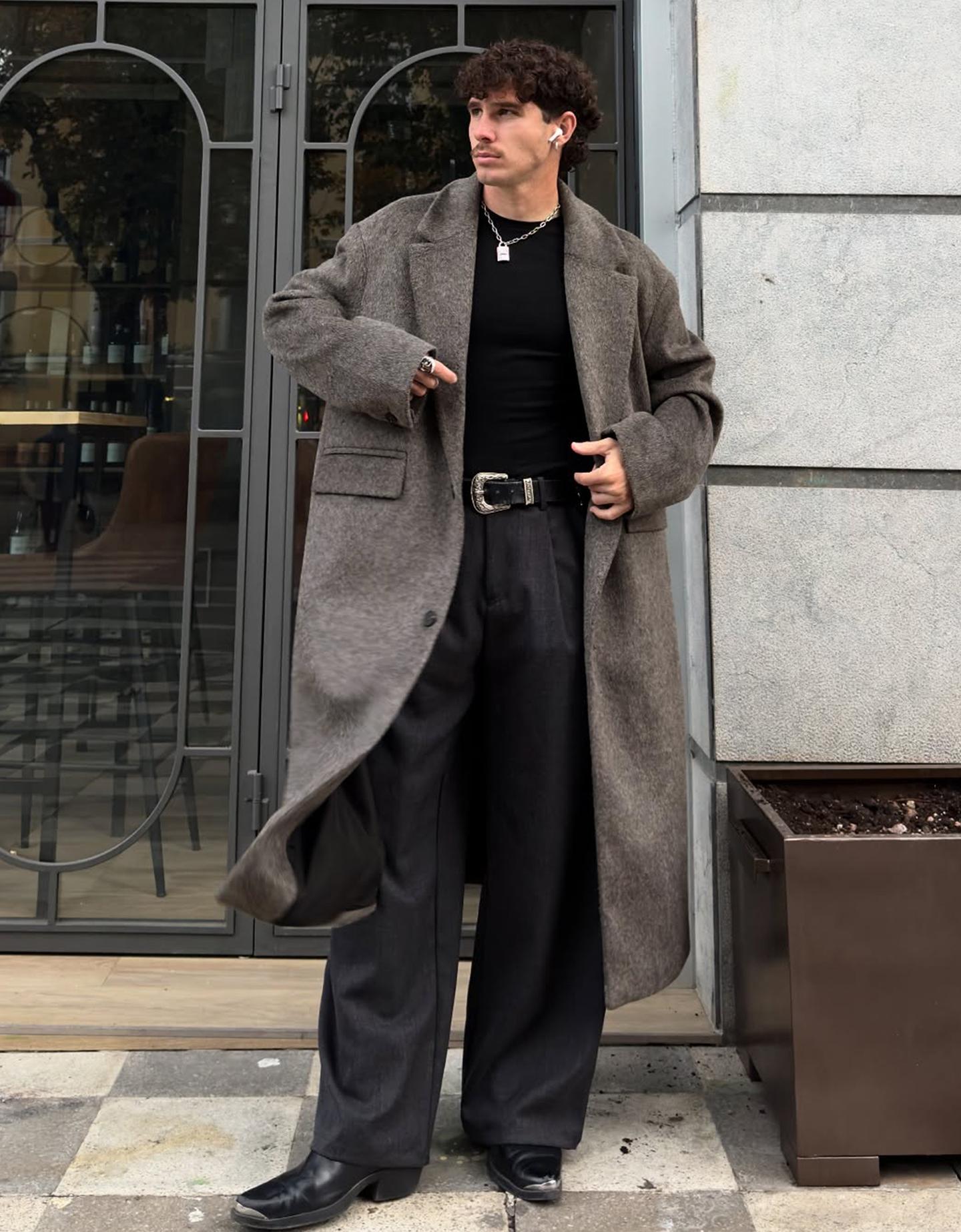 Bershka płaszcz ze szczotkowanym efektem szary