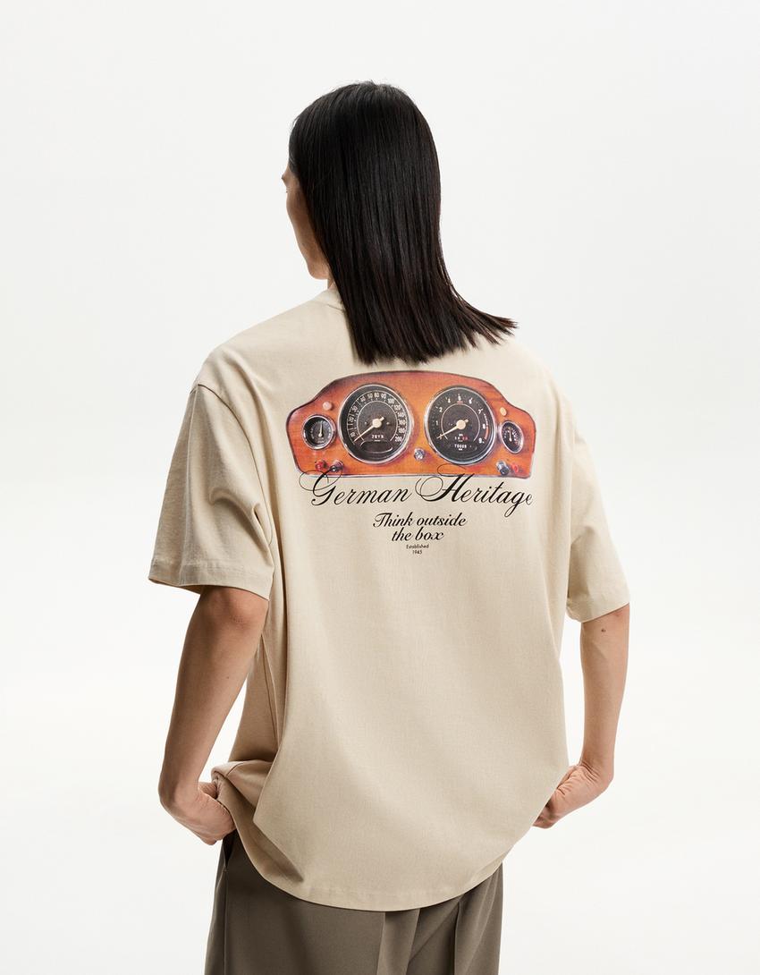 Volkswagen print short sleeve T-shirt-Camel-1