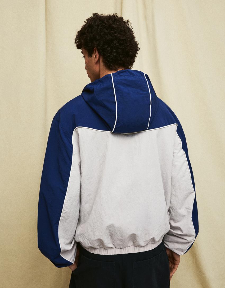 Hooded windbreaker jacket-Navy