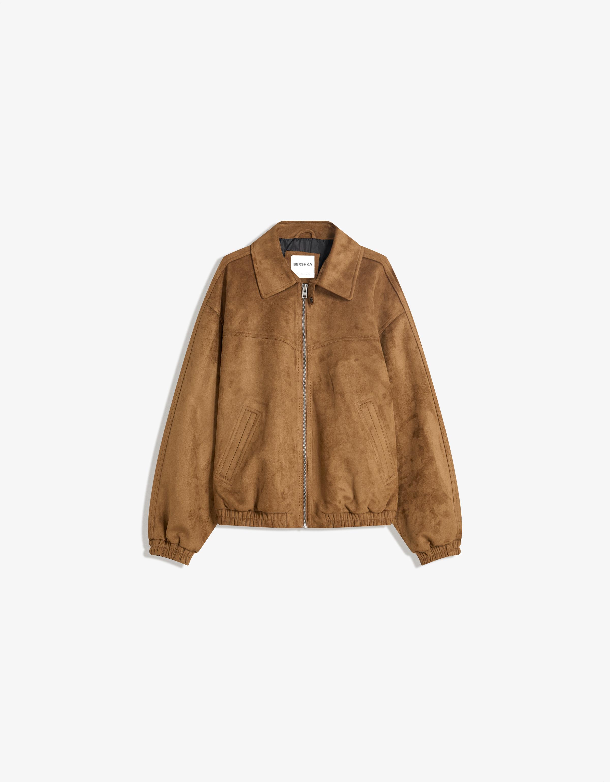 Faux suede jacket - Jackets and coats - Men | Bershka