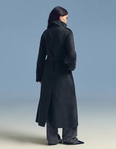 Buttoned felt-effect coat — Grey 2
