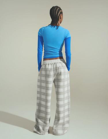 Checked fleece trousers — Grey 2