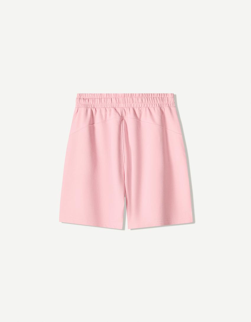 Plush bermuda shorts-Pink