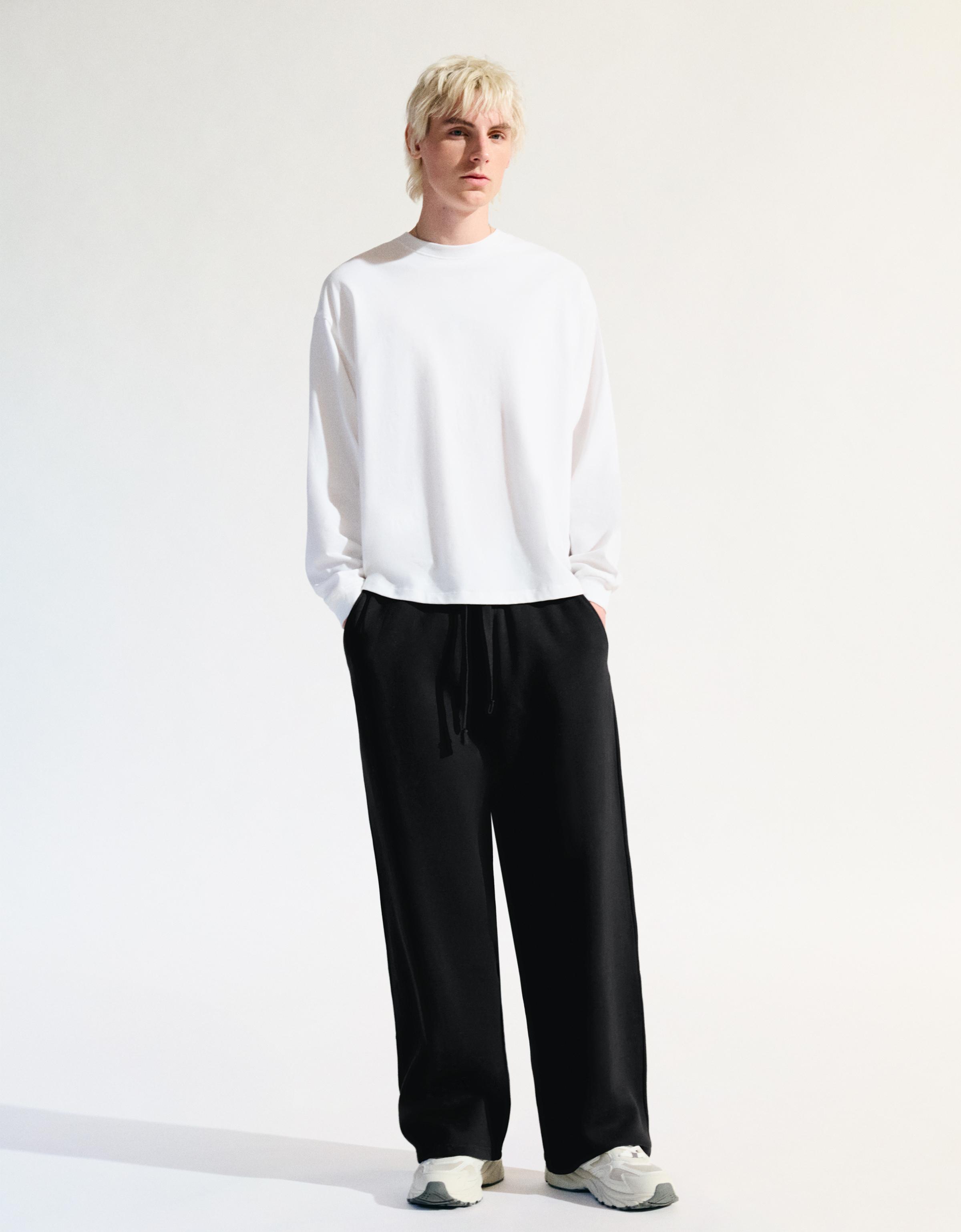 Bershka Super Baggy Hose Herren Xl Schwarz