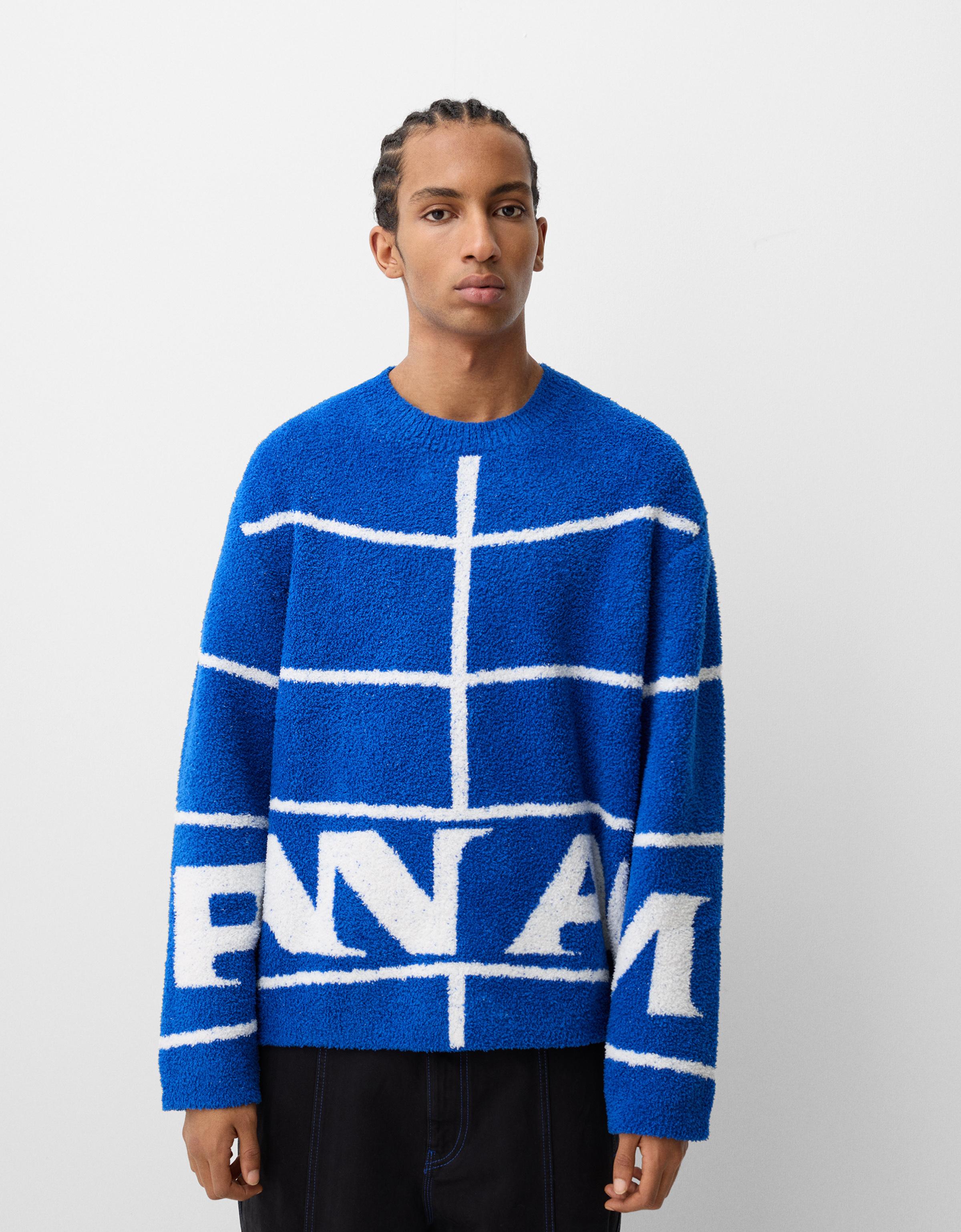 Bershka Pullover Pan Am Aus Frottee Herren S Blau