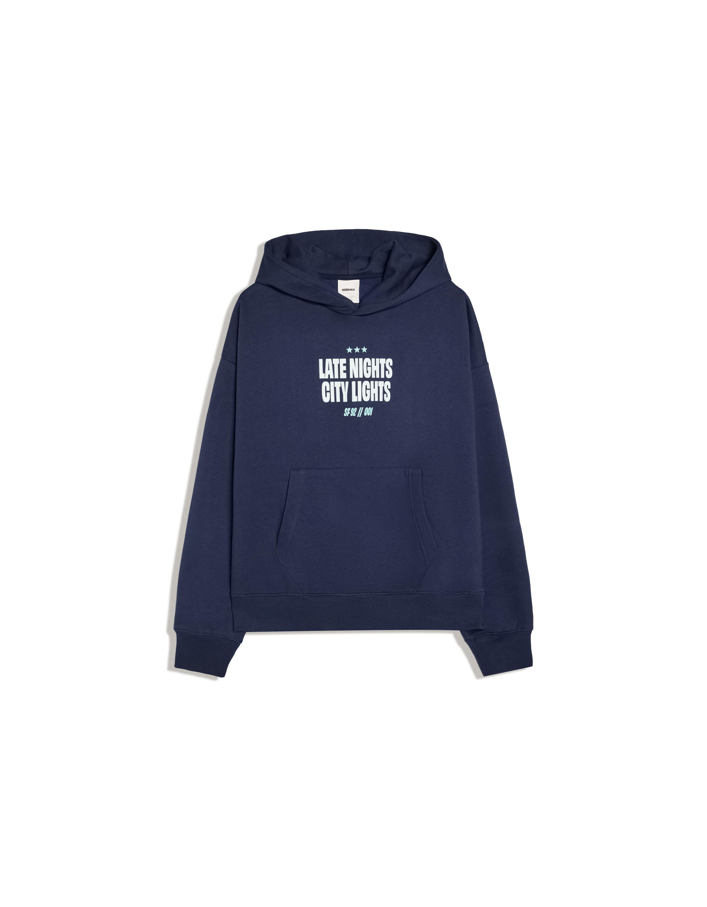 Hooded print sweatshirt — Navy