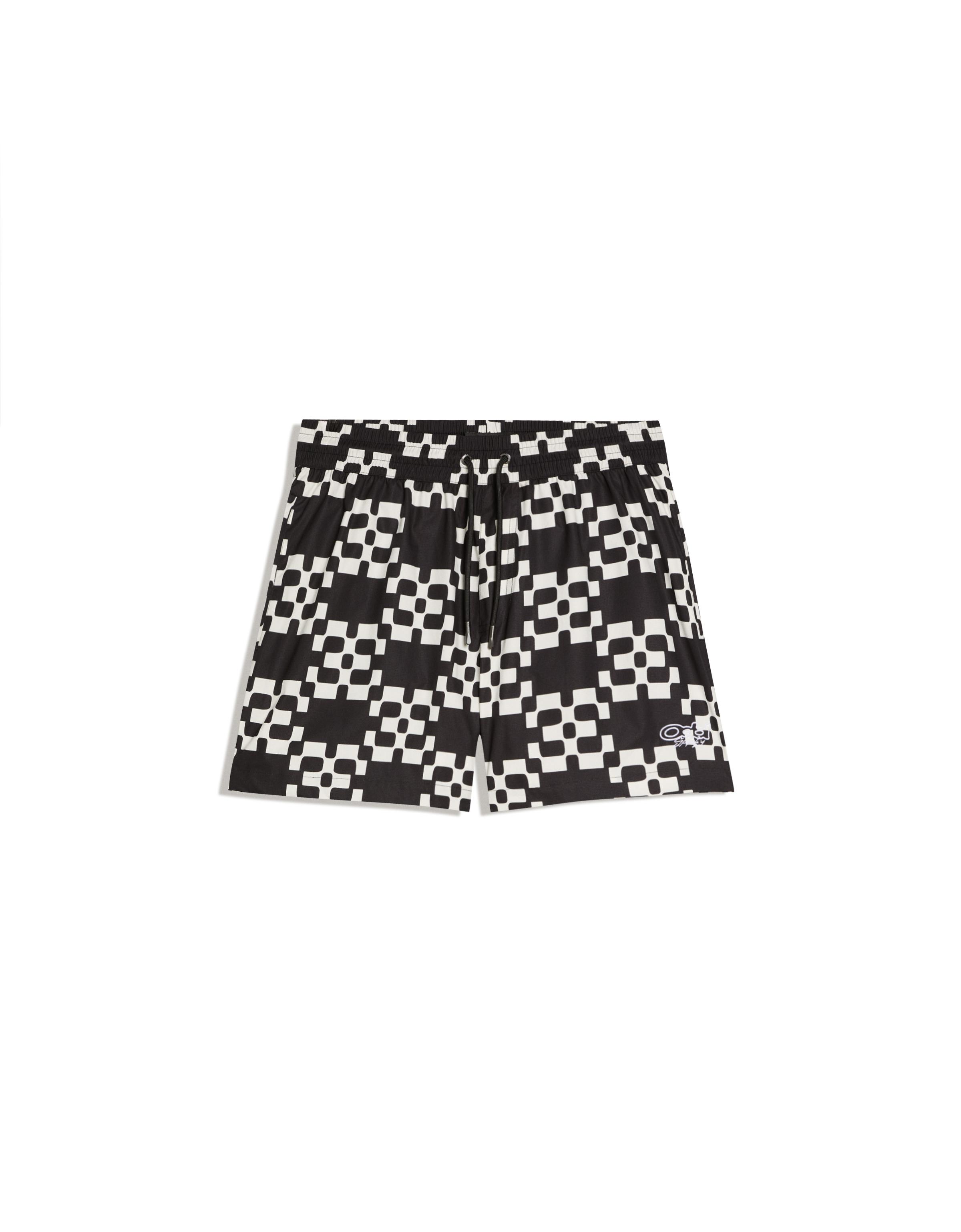 Boxy print swimsuit — White / Black