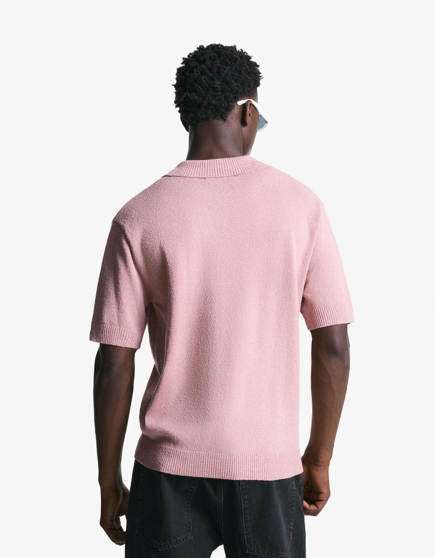 Polo estructura tejido toalla-Rosa-1
