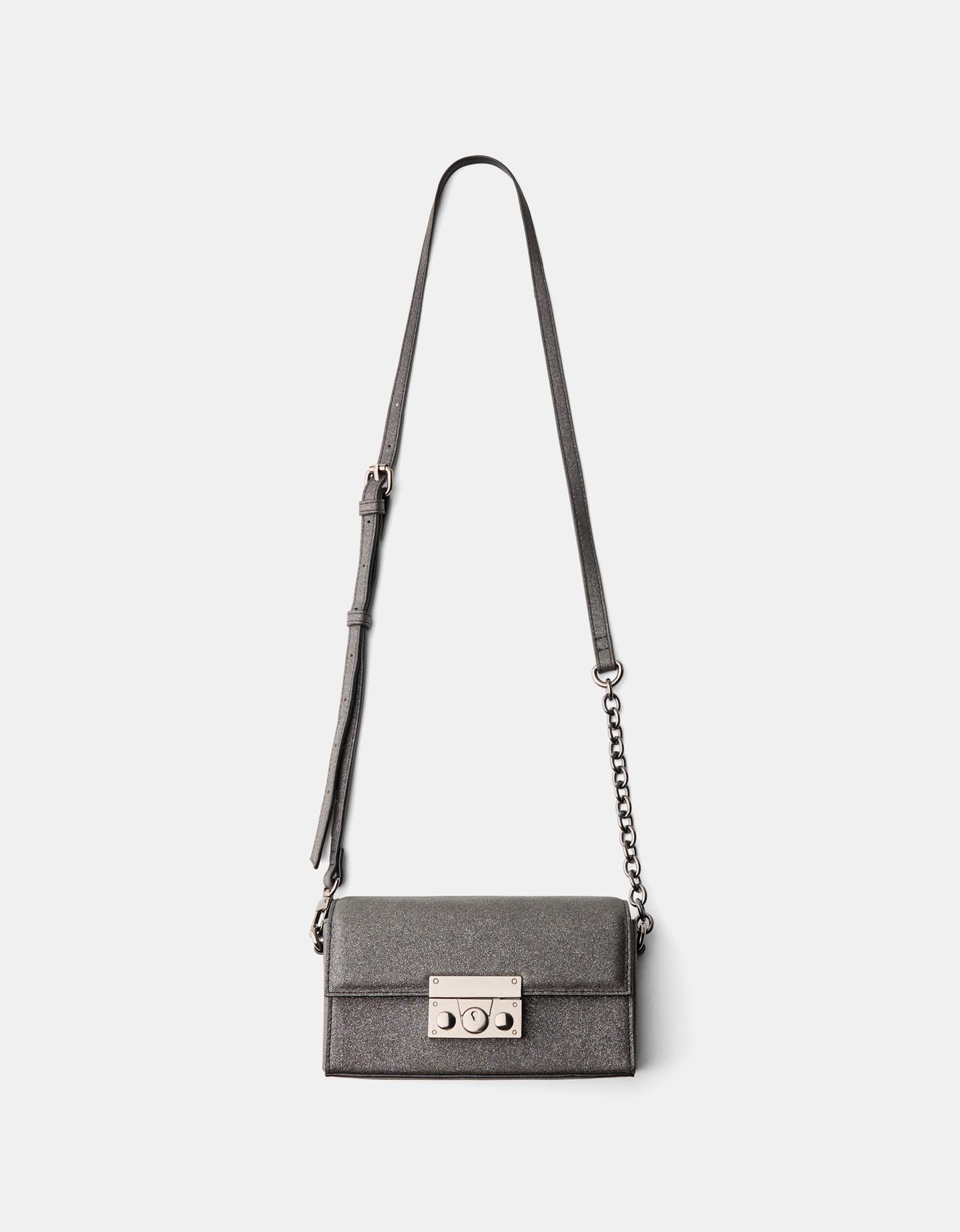 Bershka Shimmery Crossbody Bag Men Black