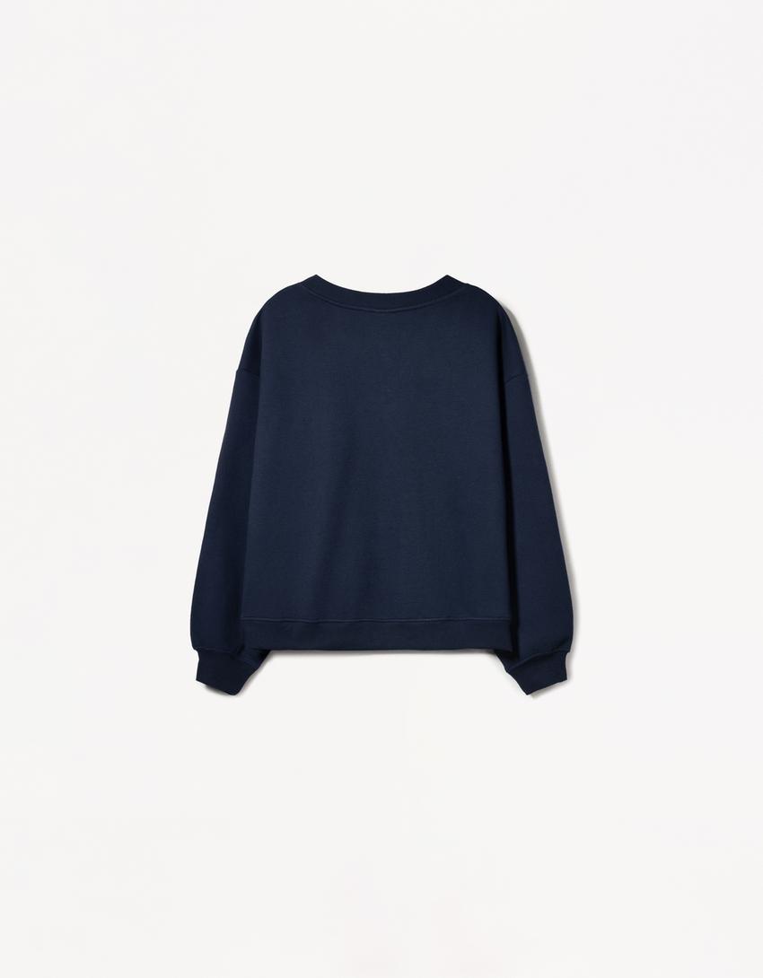 Trui met V-hals-Marineblau-4