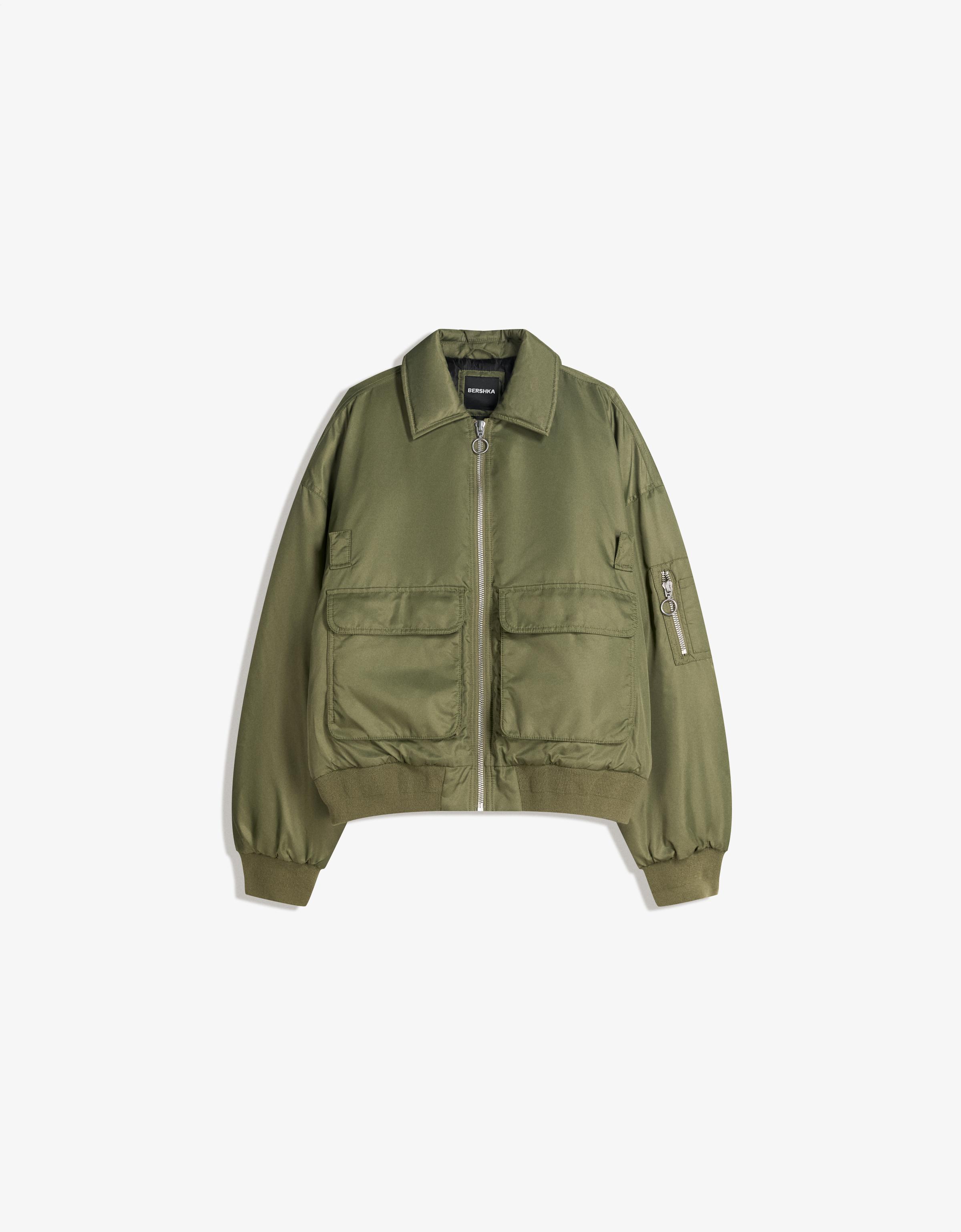 Bershka Technische Bomberjacke Herren Xl Khaki