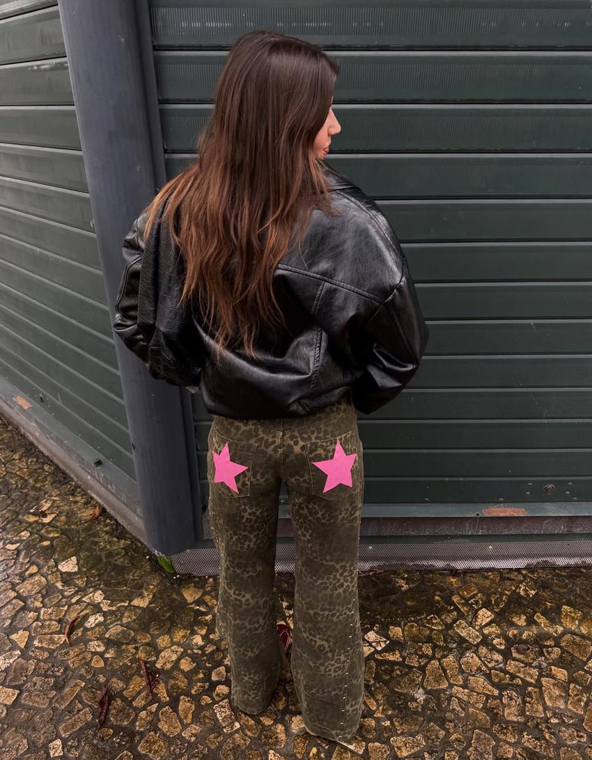 Twill straight-leg trousers-Brown