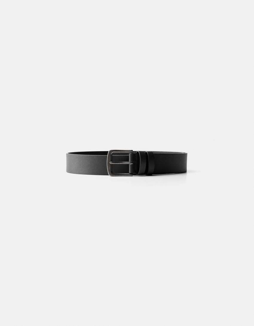 Wide leather effect belt-Black