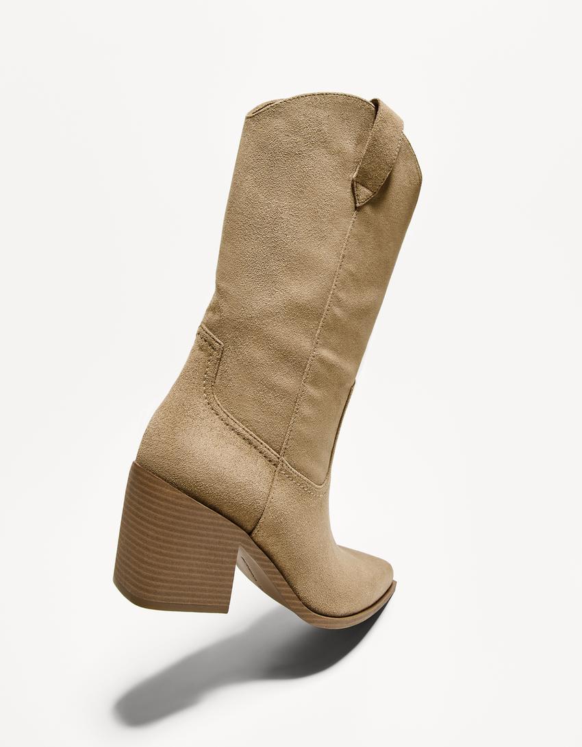 Cowboystiefel mit Absatz-Beige