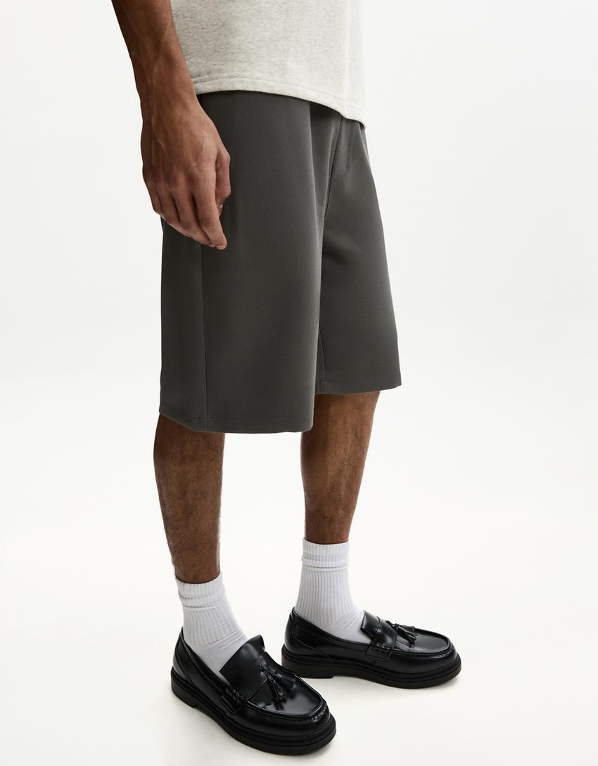 Bermuda jogger tailored fit-Grigio scuro-2