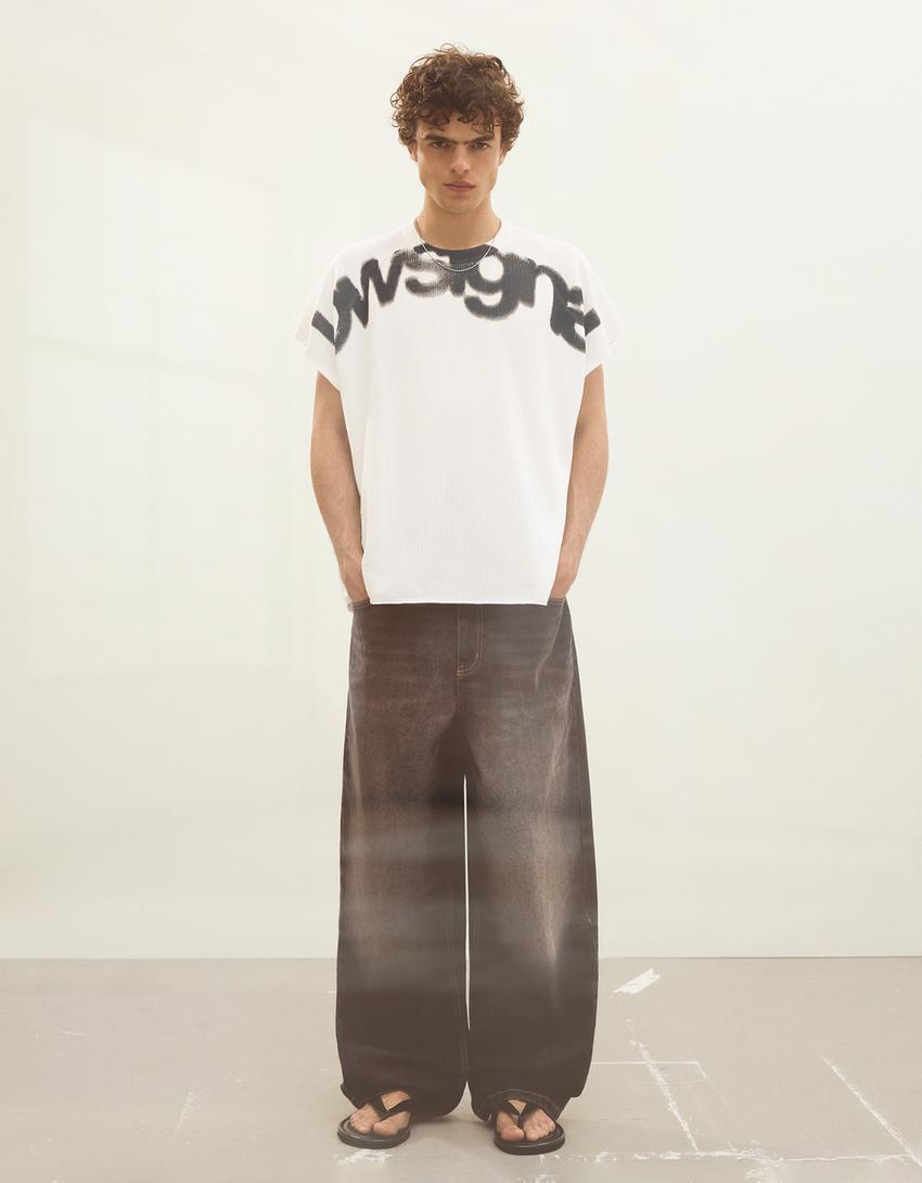 Worker graphic T-shirt-White