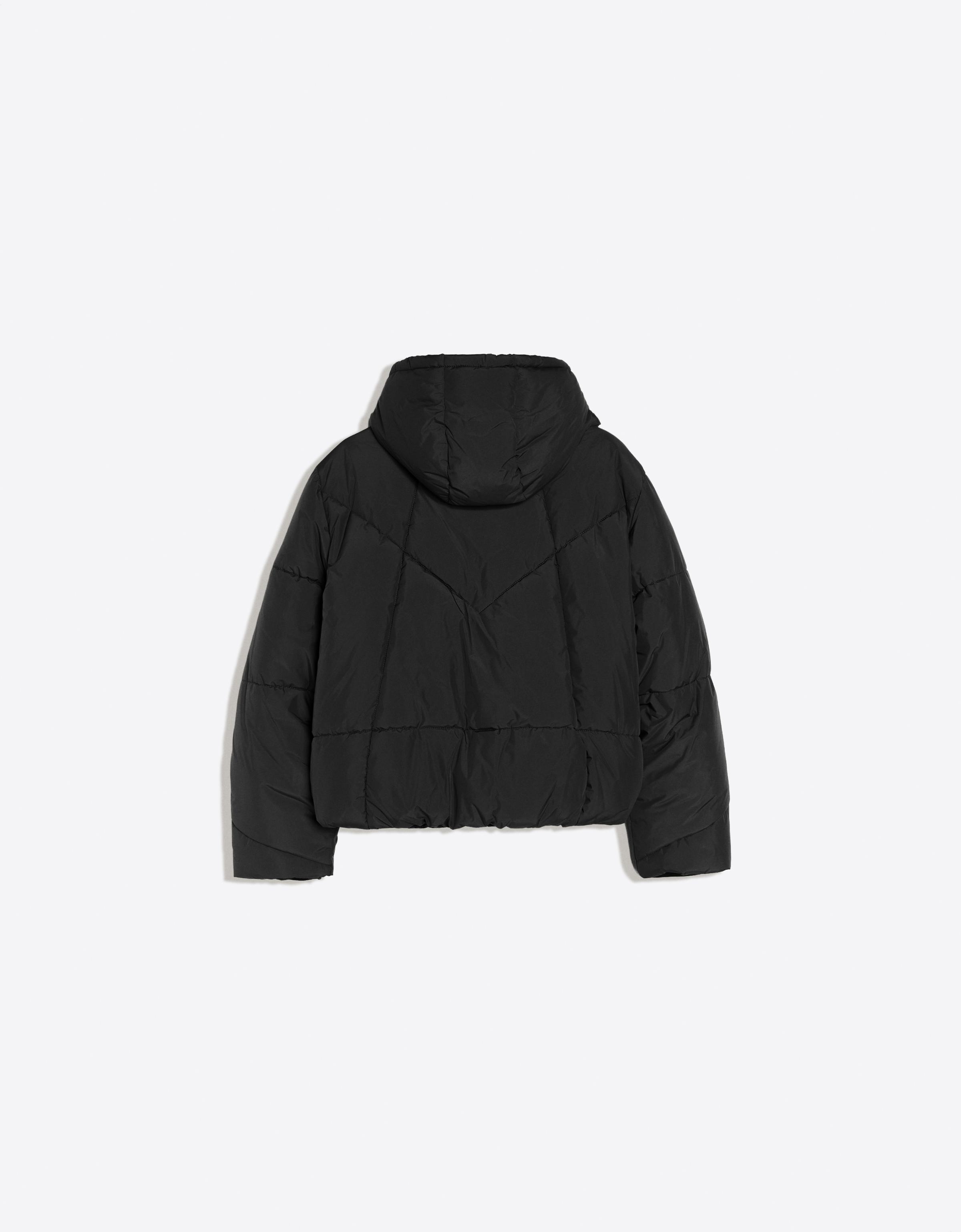 Hooded puffer jacket — Black