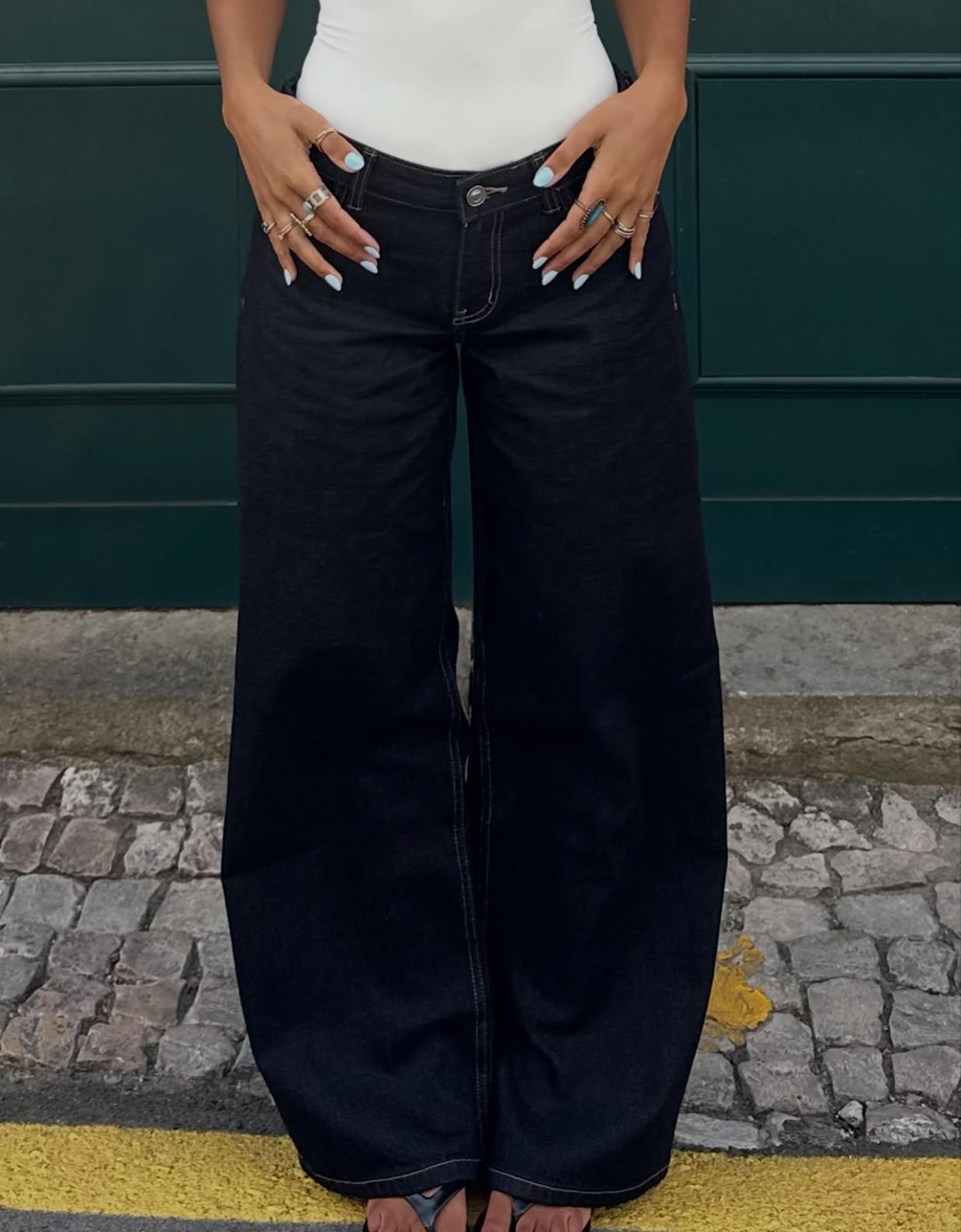 Low-rise wide-leg jeans — Navy