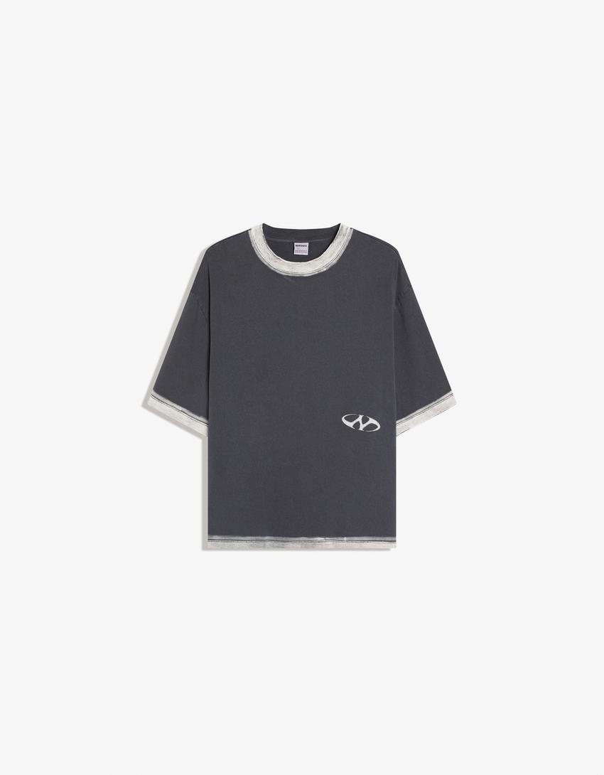 Boxy print T-shirt-Dark grey