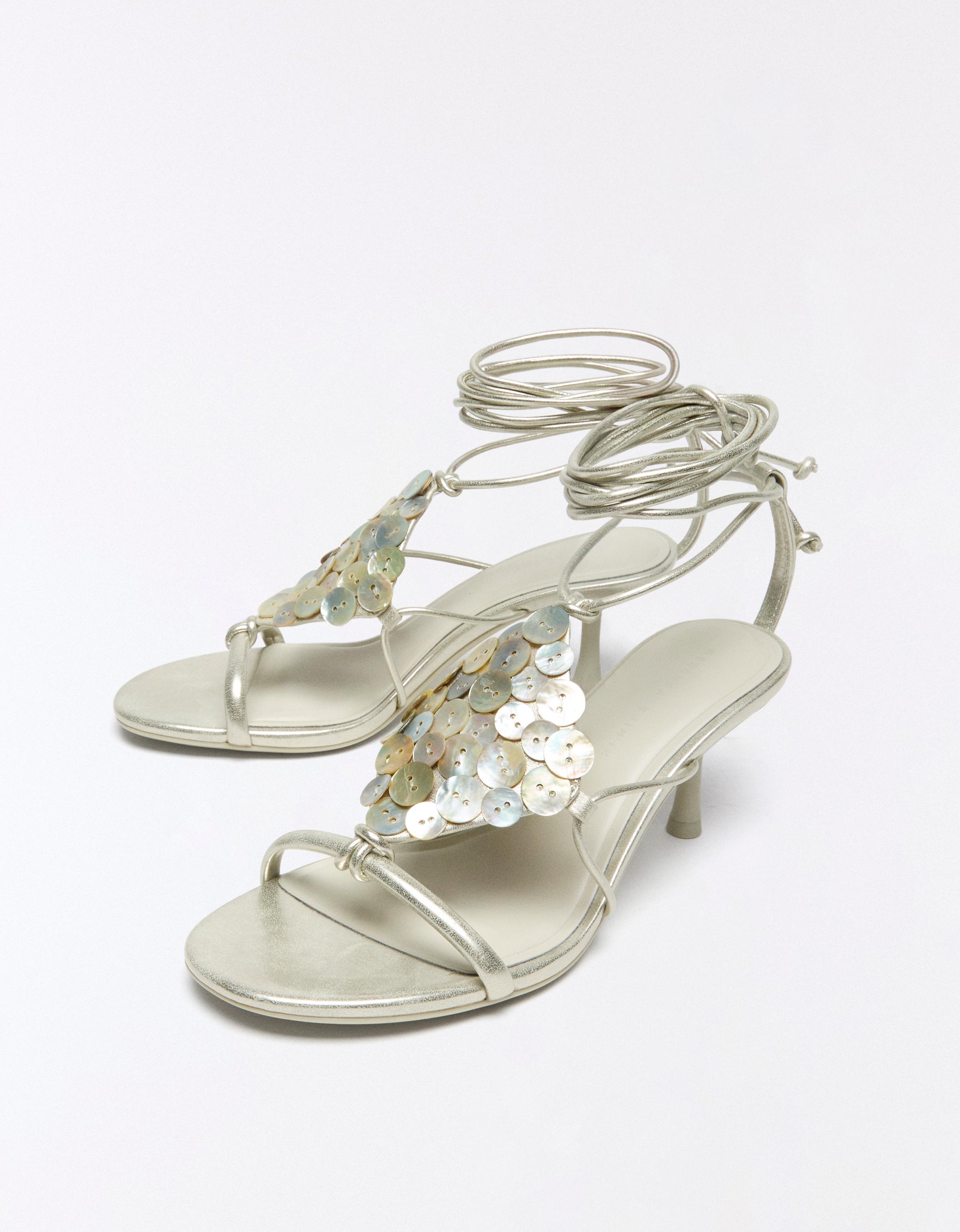 Heeled sandals with appliqués — ECRU