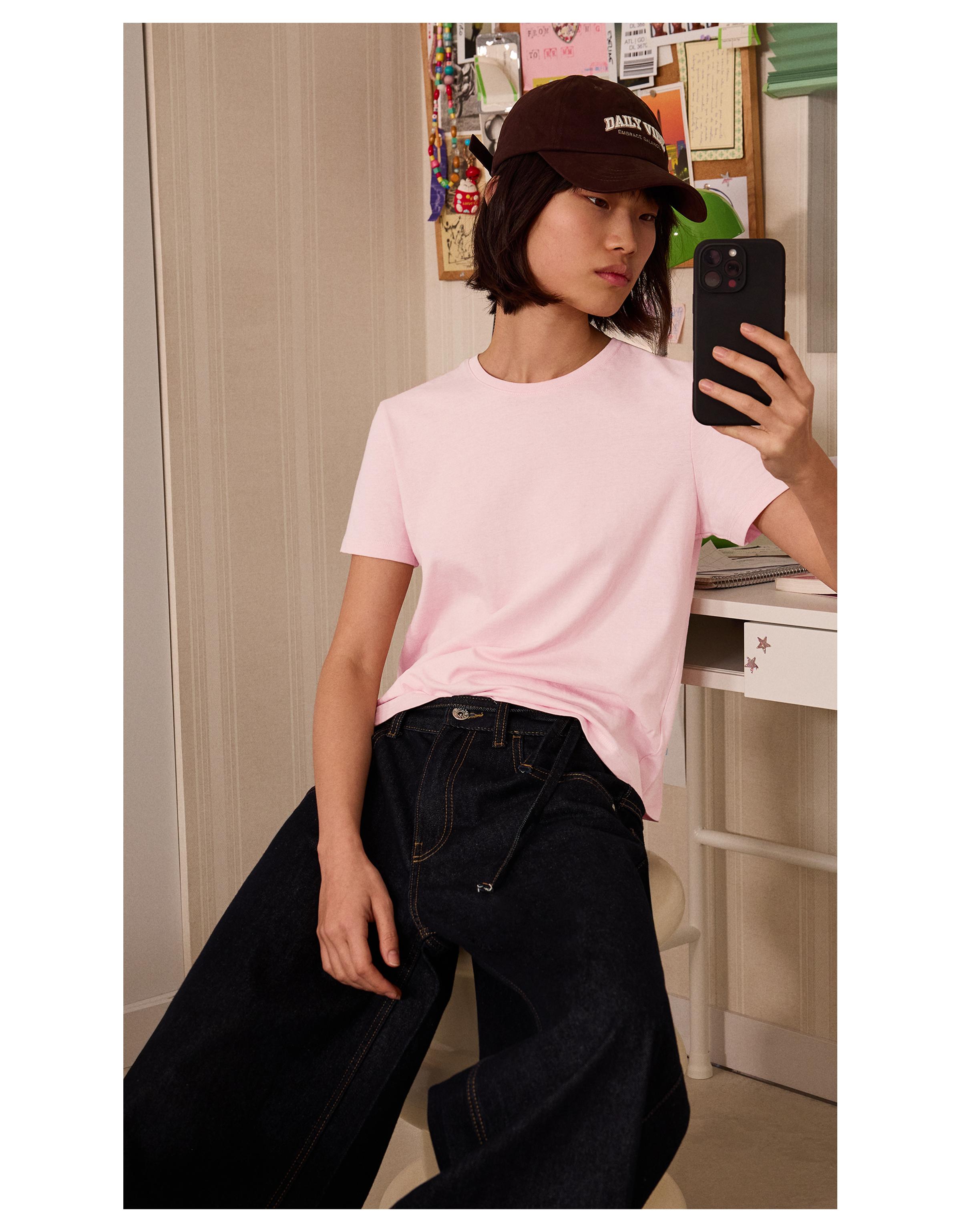 Basic short sleeve T-shirt — Pink