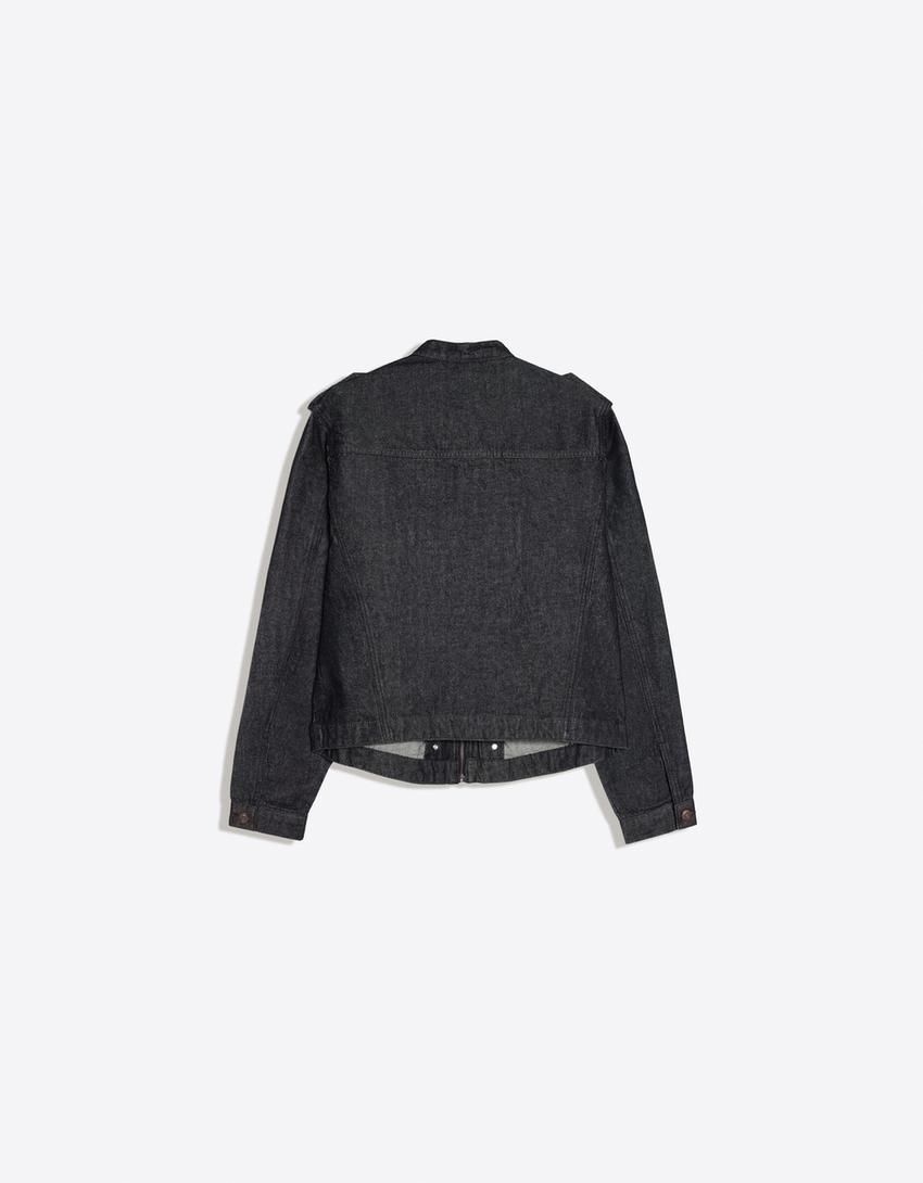 Buttoned denim shirt-Navy