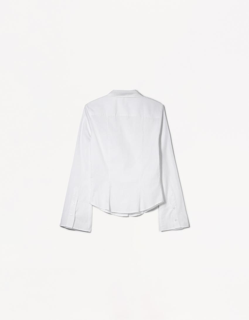 Fitted shirt with flared sleeves-White
