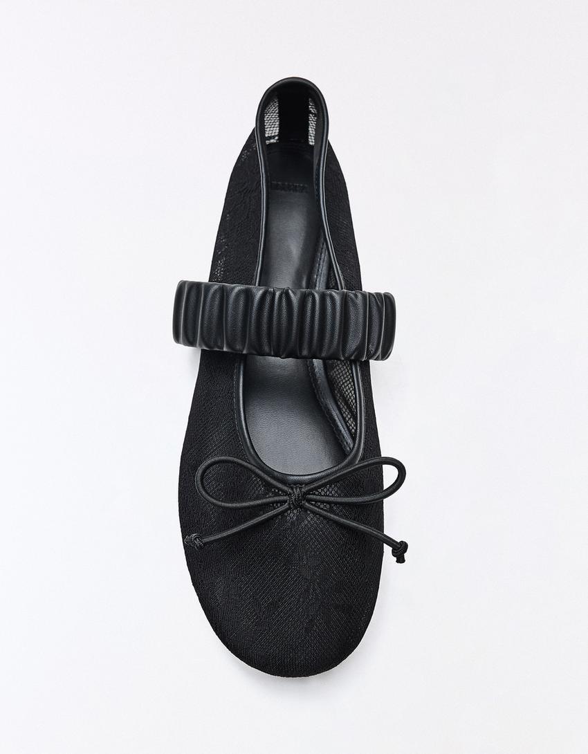 Lace ballerina flats-BLACK