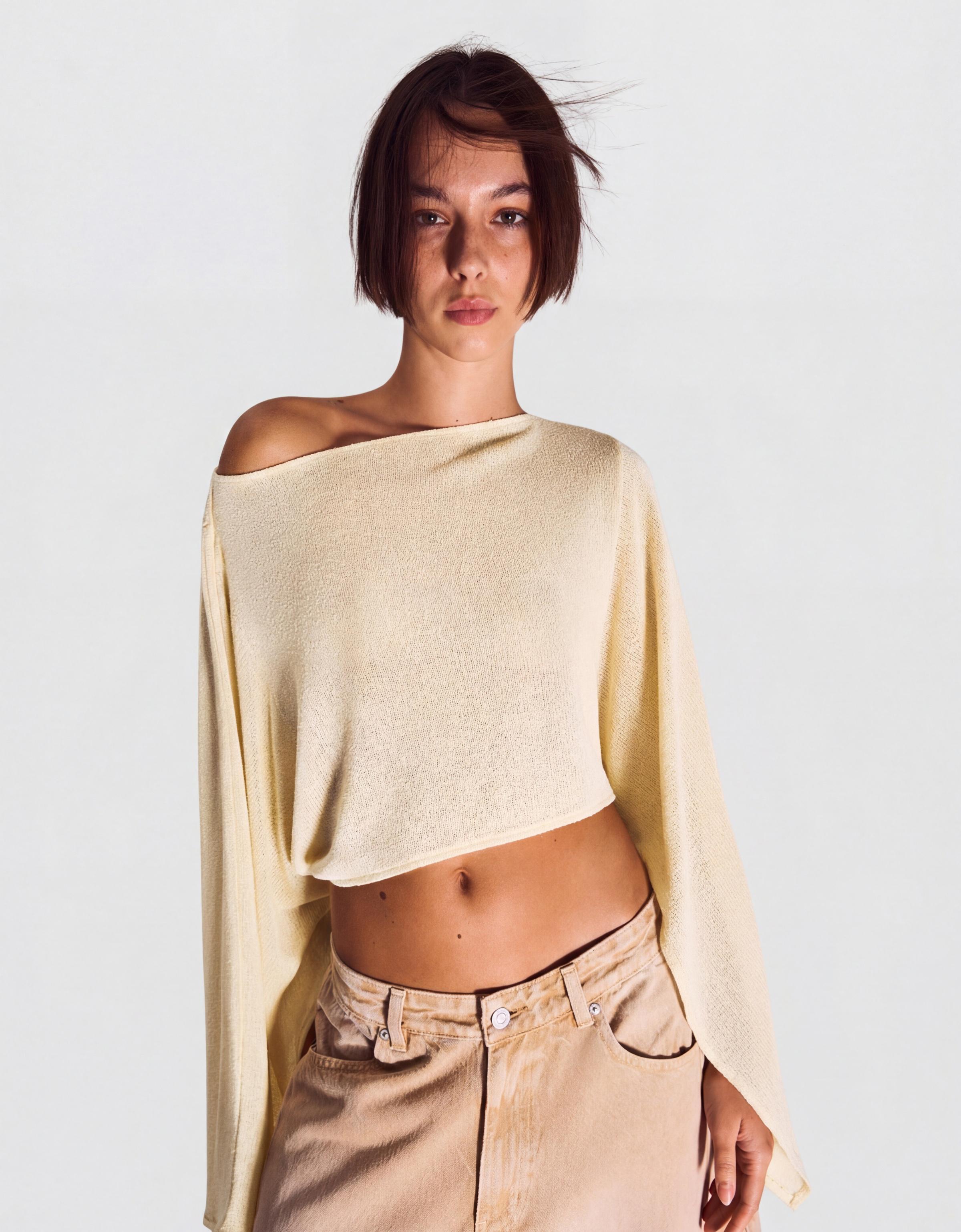 Uzun kollu pelerin kazak - Görsel 20