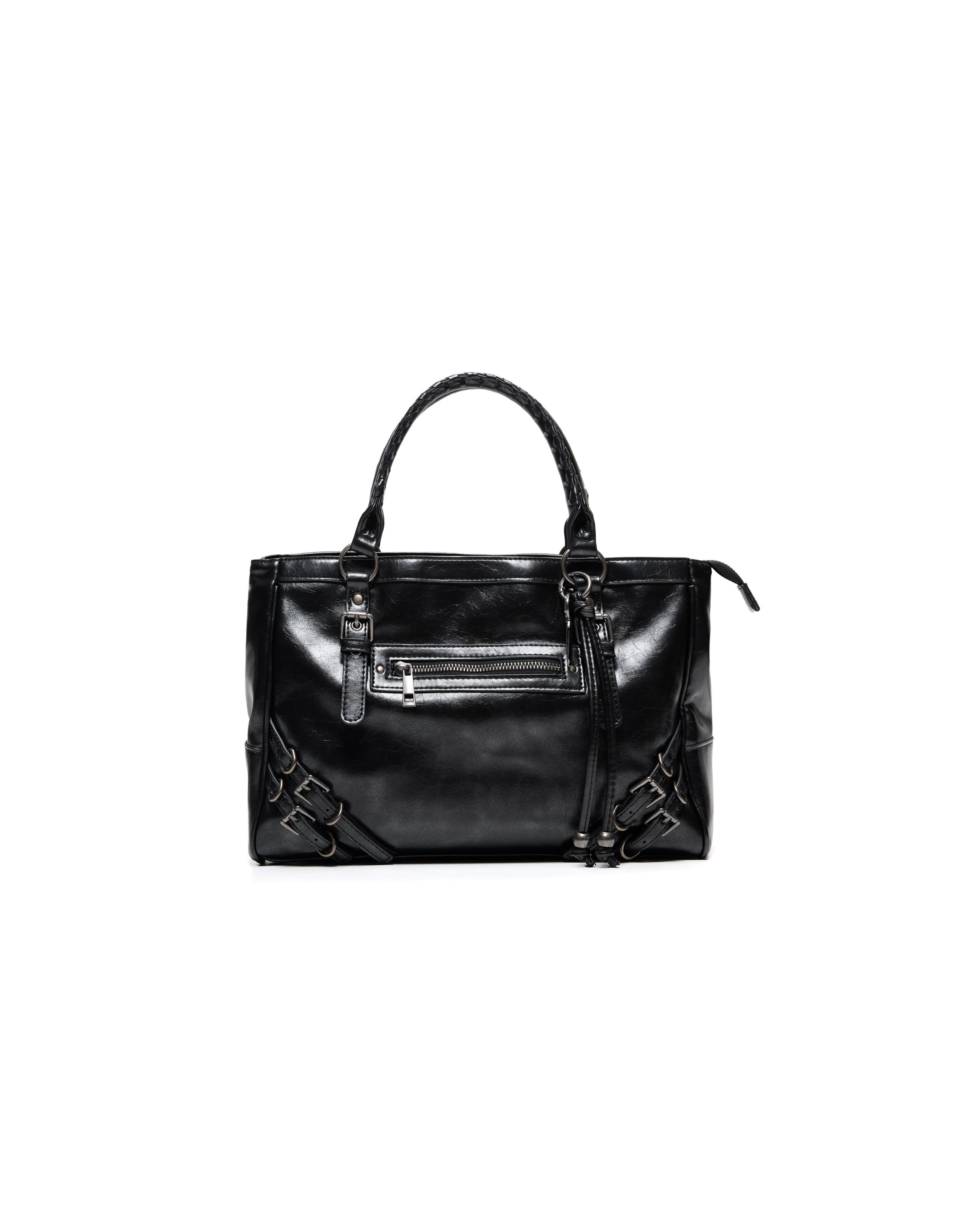 Zip and buckle bag — Black