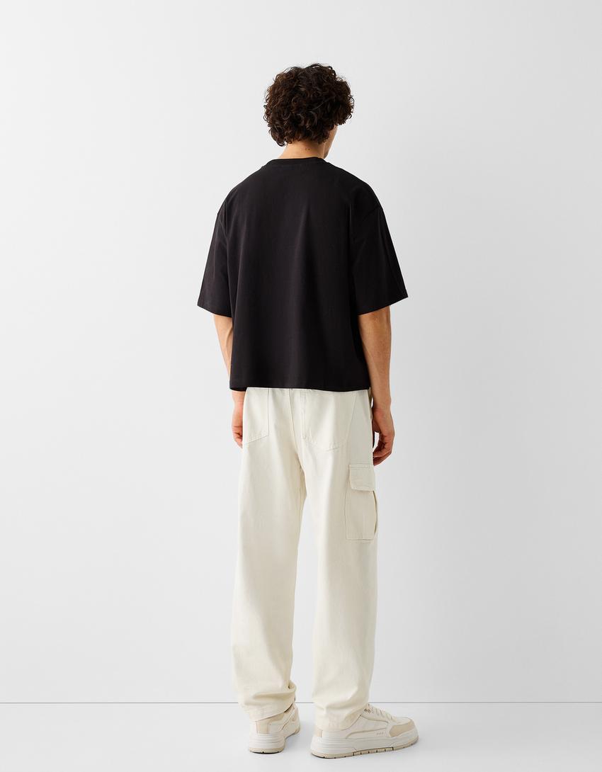 Cargo jogger jeans-Cream-2