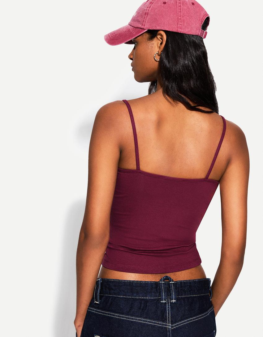 Strappy top-Burgundy-1