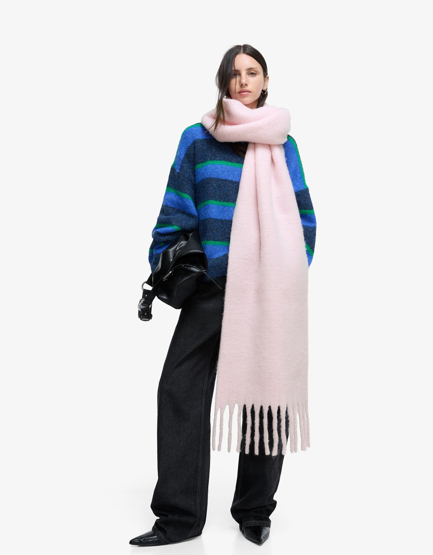 Bershka gładki szalik różowy