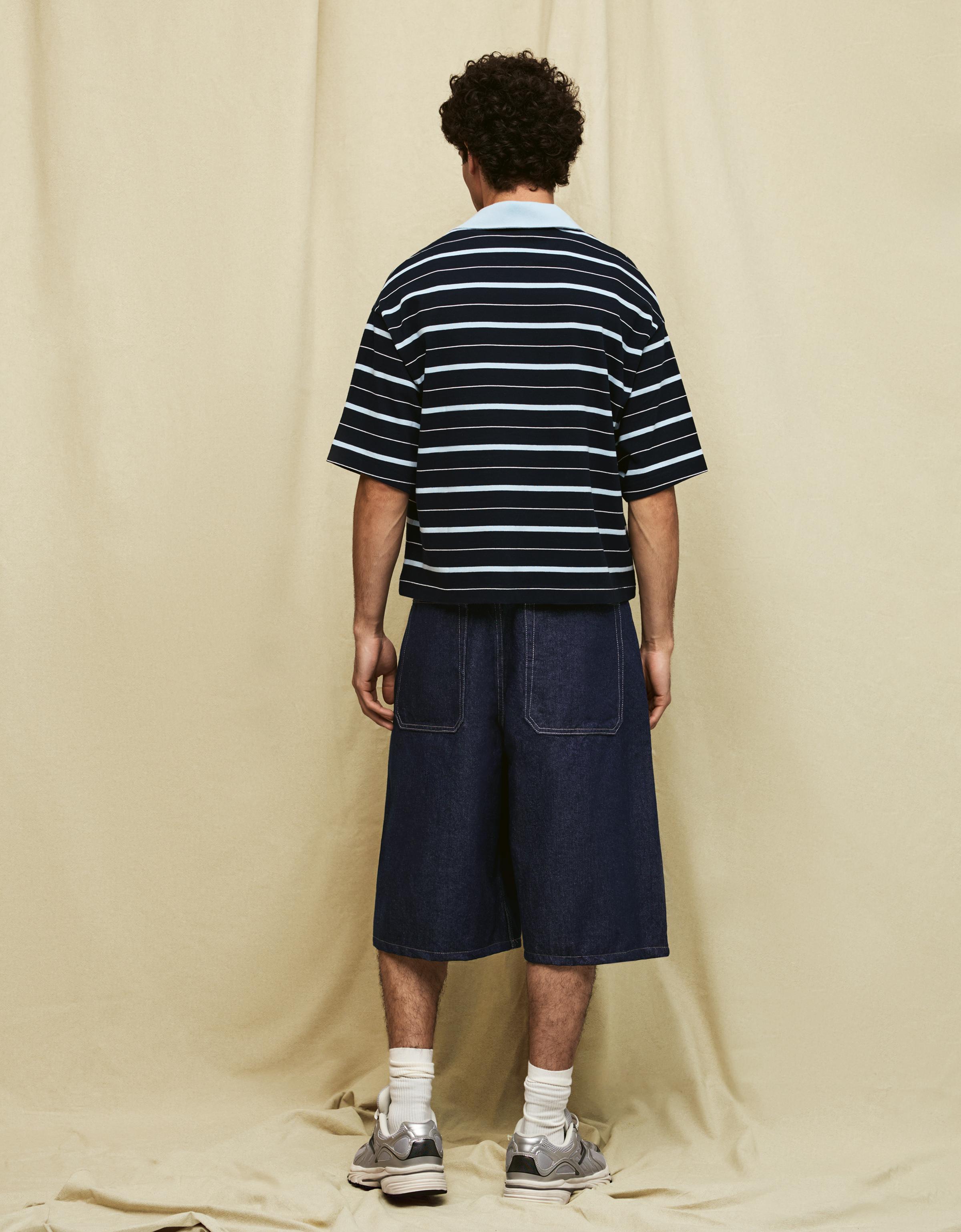 Barrel leg denim Bermuda shorts — Navy