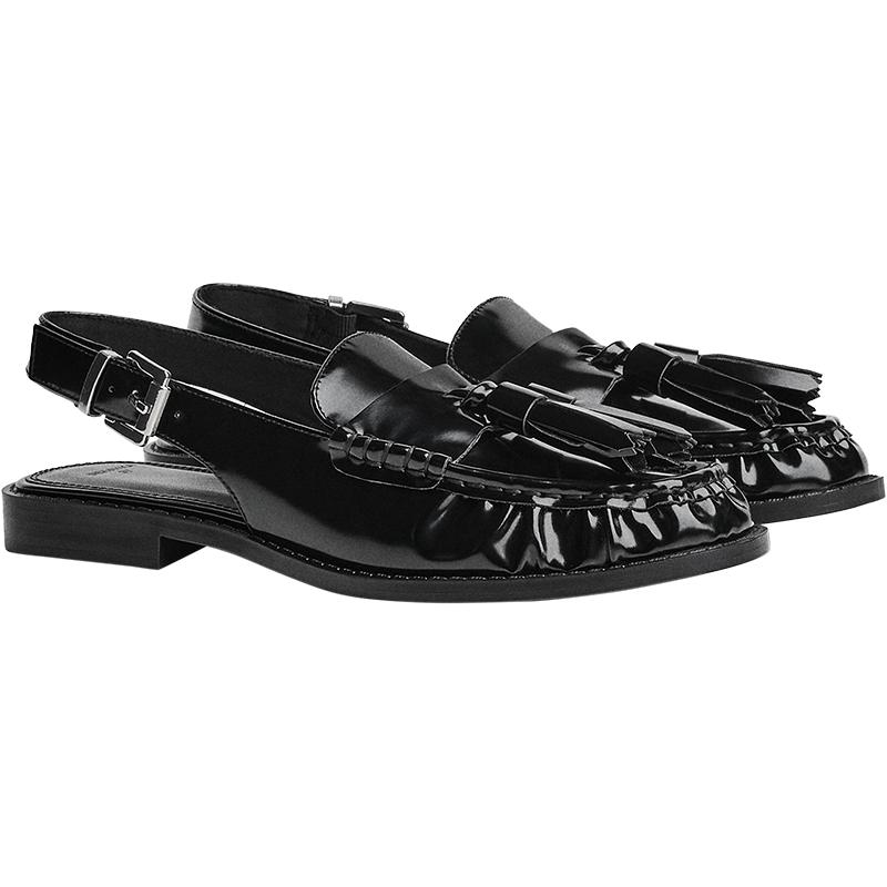 Backless tassel loafers — BLACK
