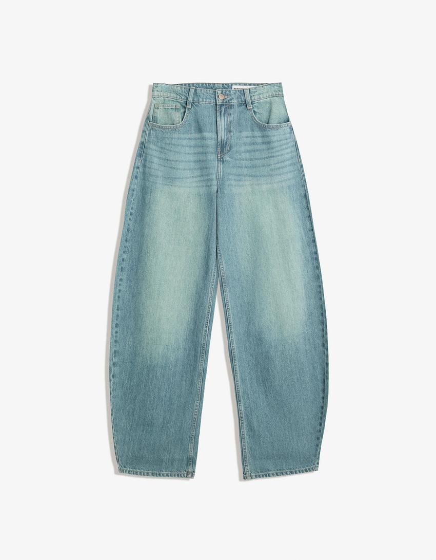 Jean barrel wide leg-Bleu lavé-3
