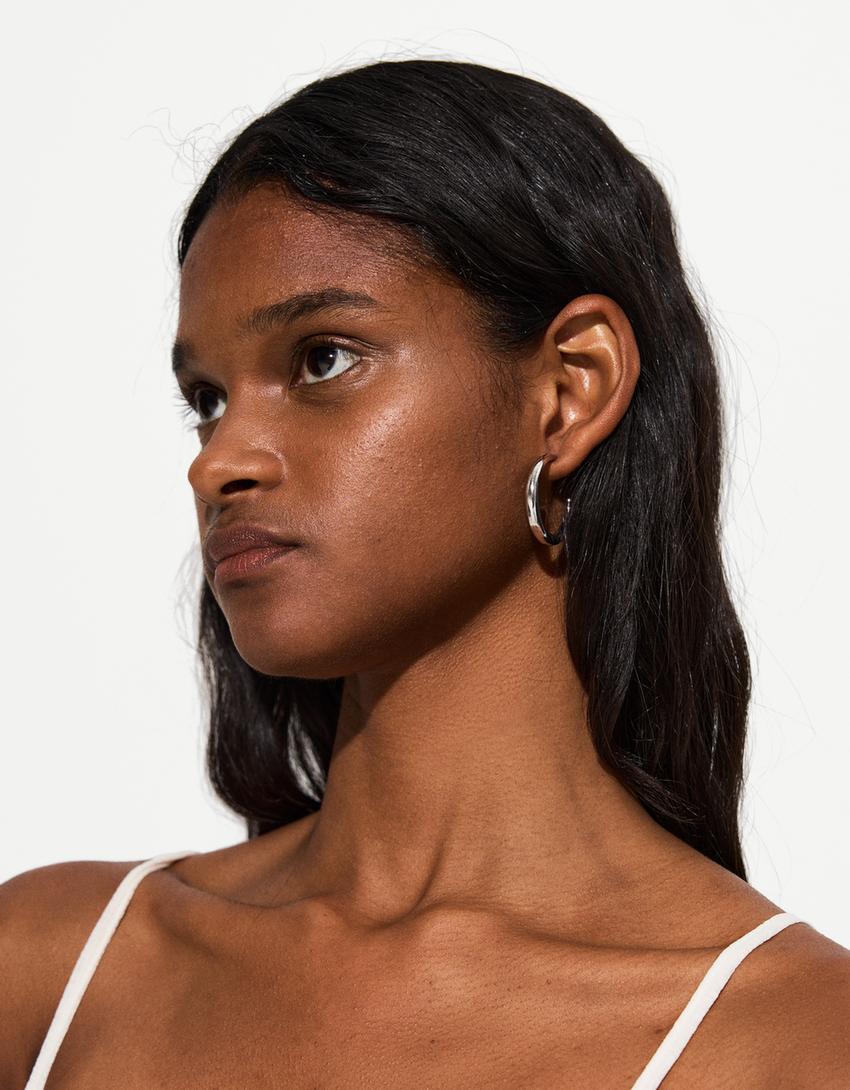 9-pack of hoop earrings-Silver