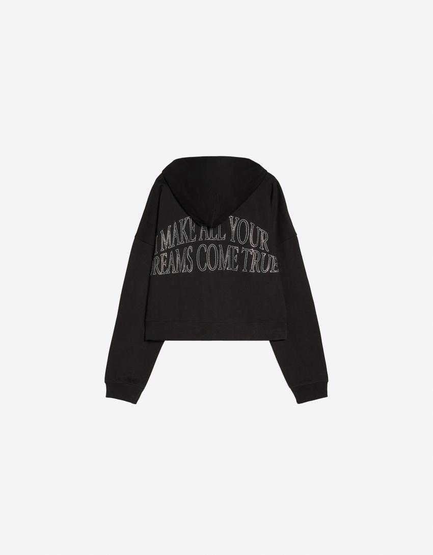 Sudadera cremallera Namasenda print-Negro