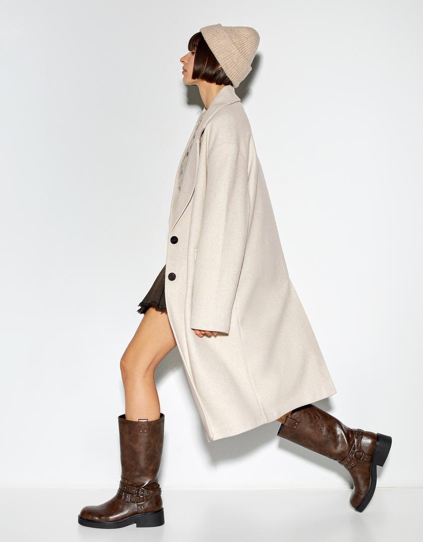 Manteau long soft-Sable-1