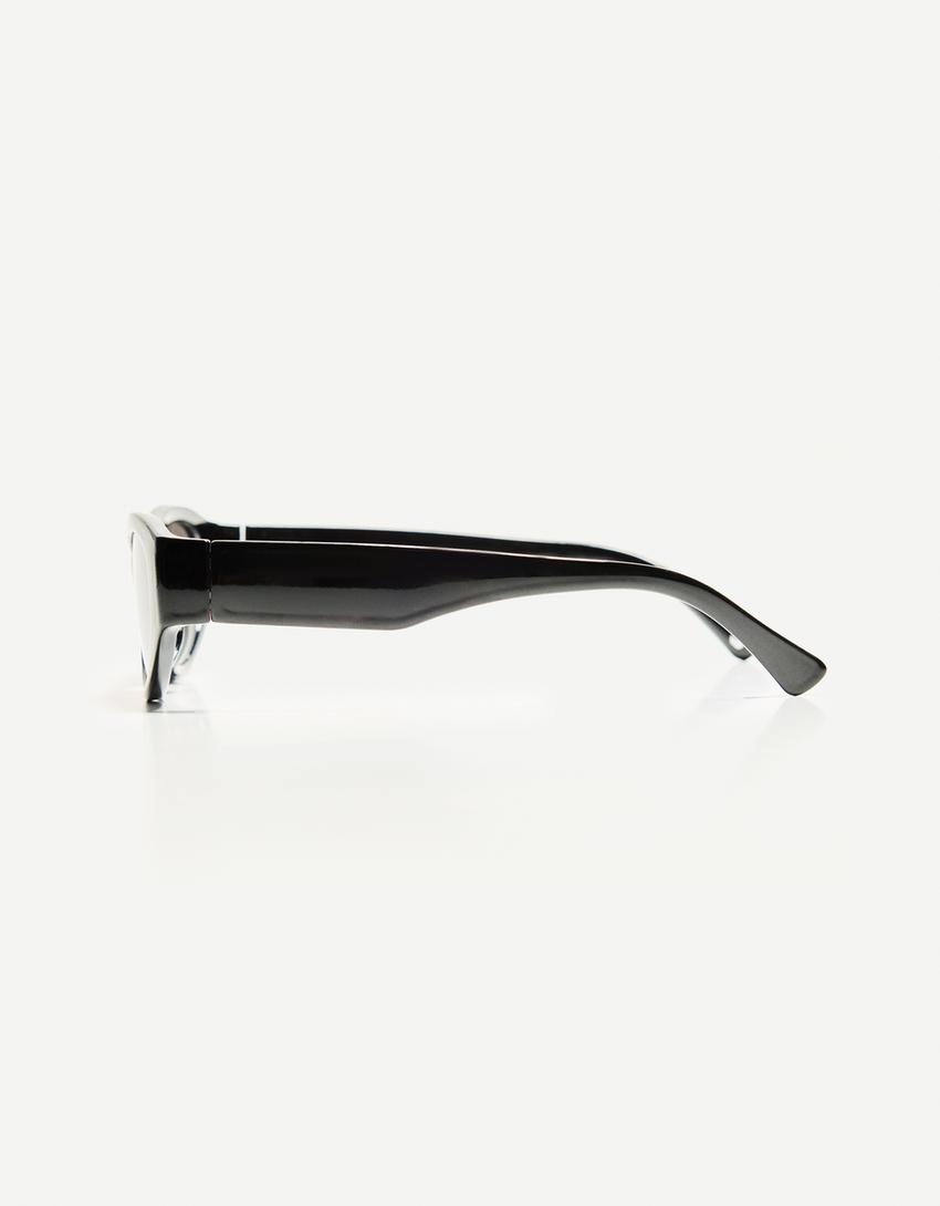 Lunettes de soleil monture épaisse œil-de-chat-Noir-1