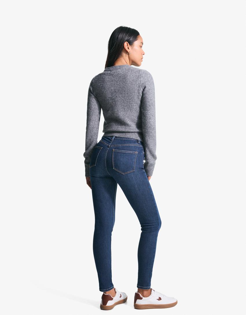 Super high-waist soft skinny jeans-Blue
