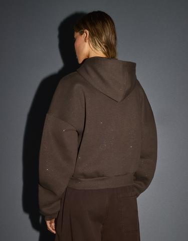 Rhinestone hoodie — Brown 2