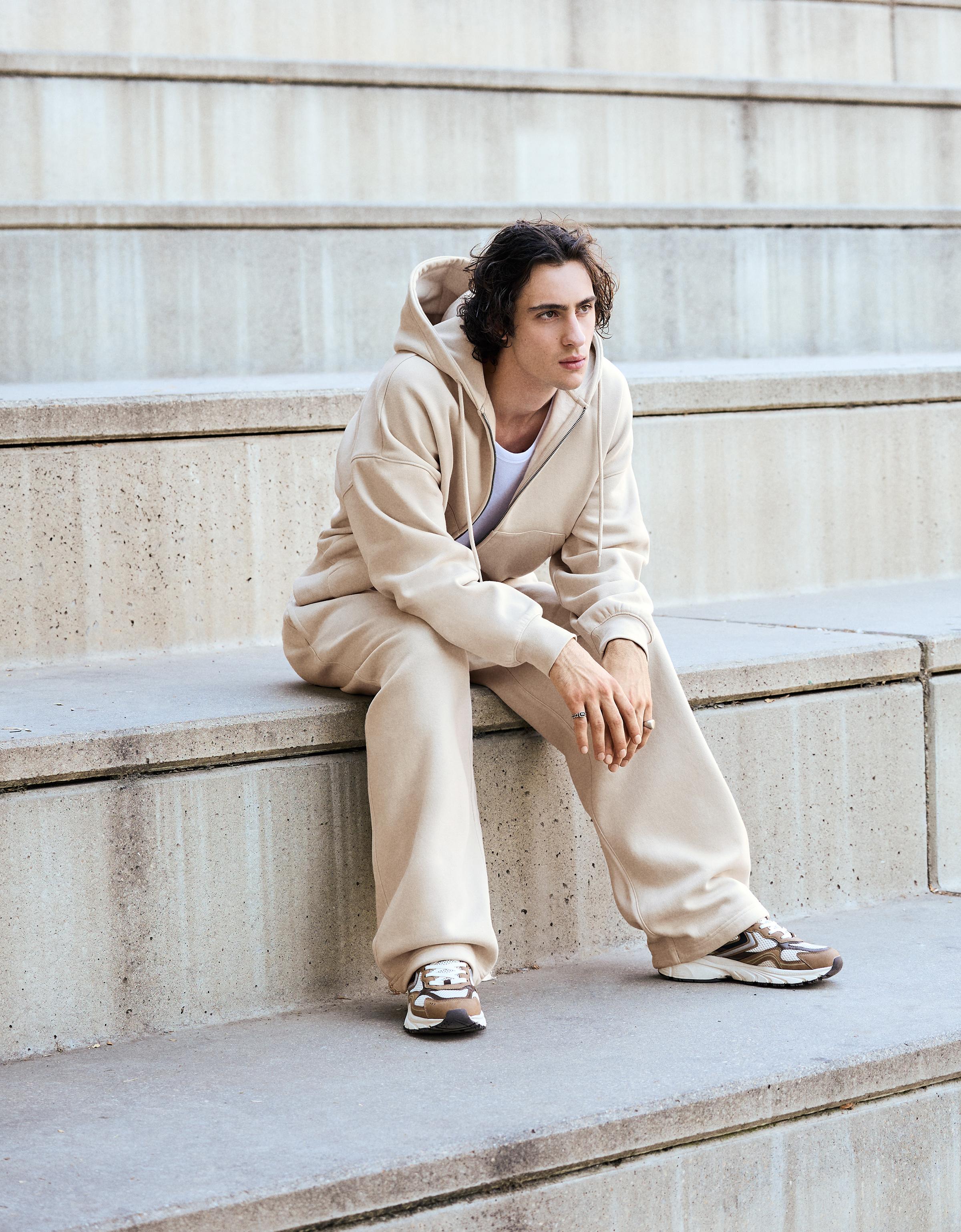 Napped balloon trousers — Stone