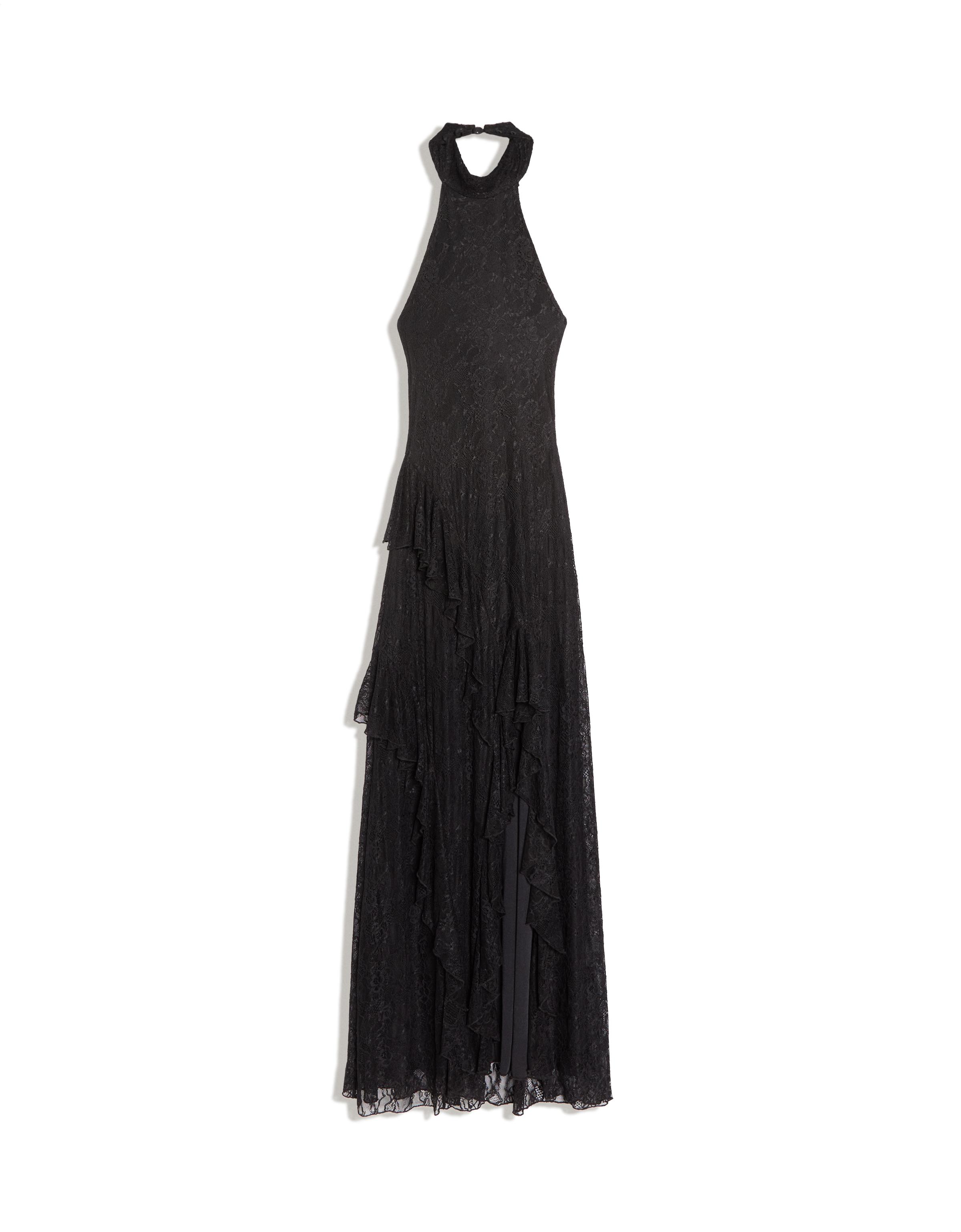 Lace halter midi dress — Black