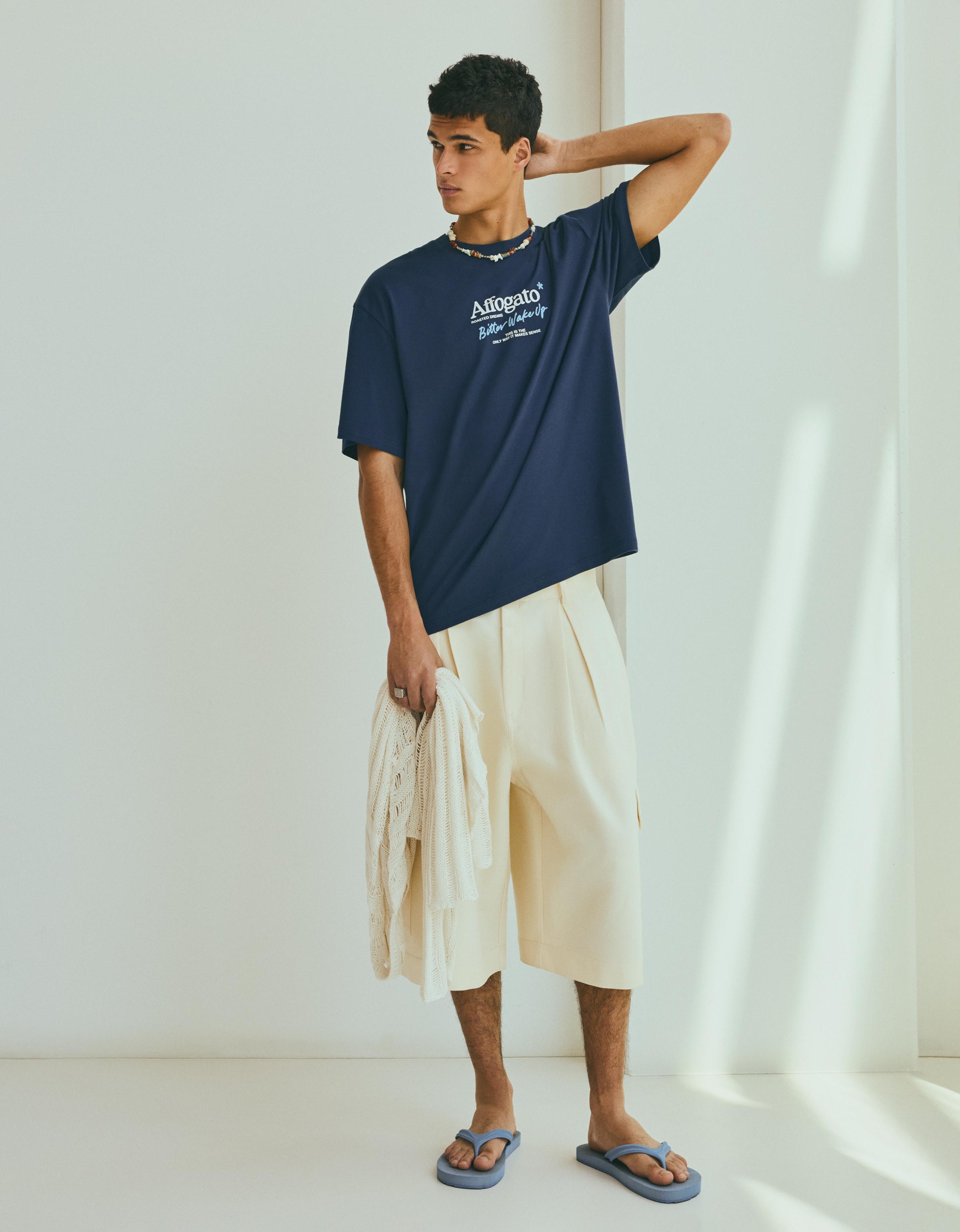 Bershka Baskılı relaxed fit tişört görsel 4