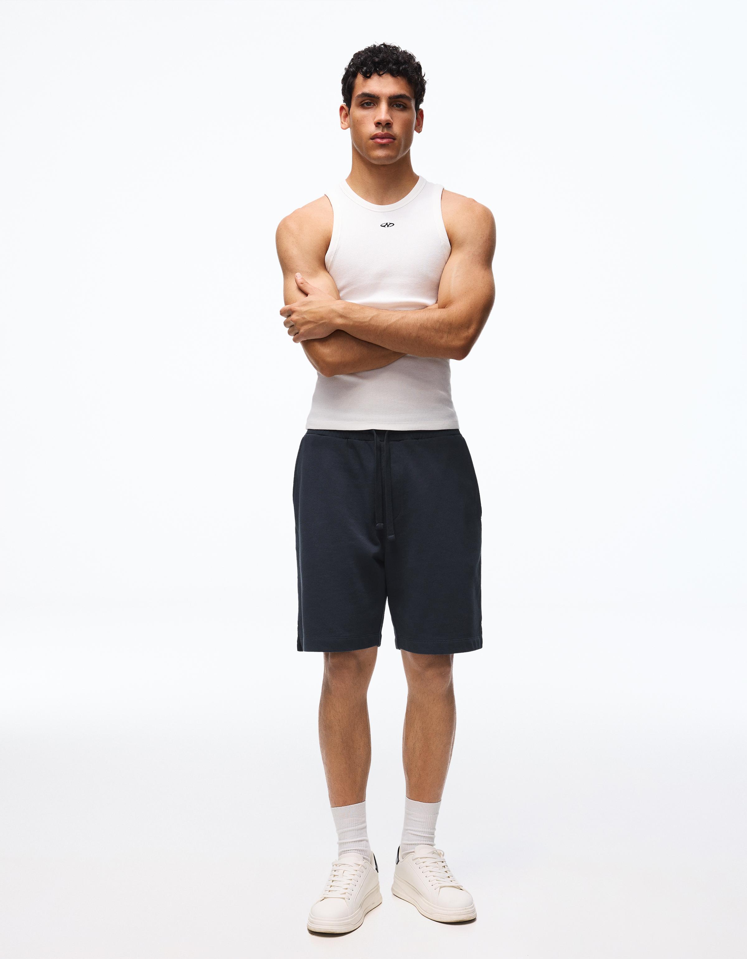 Plush Bermuda shorts — Navy