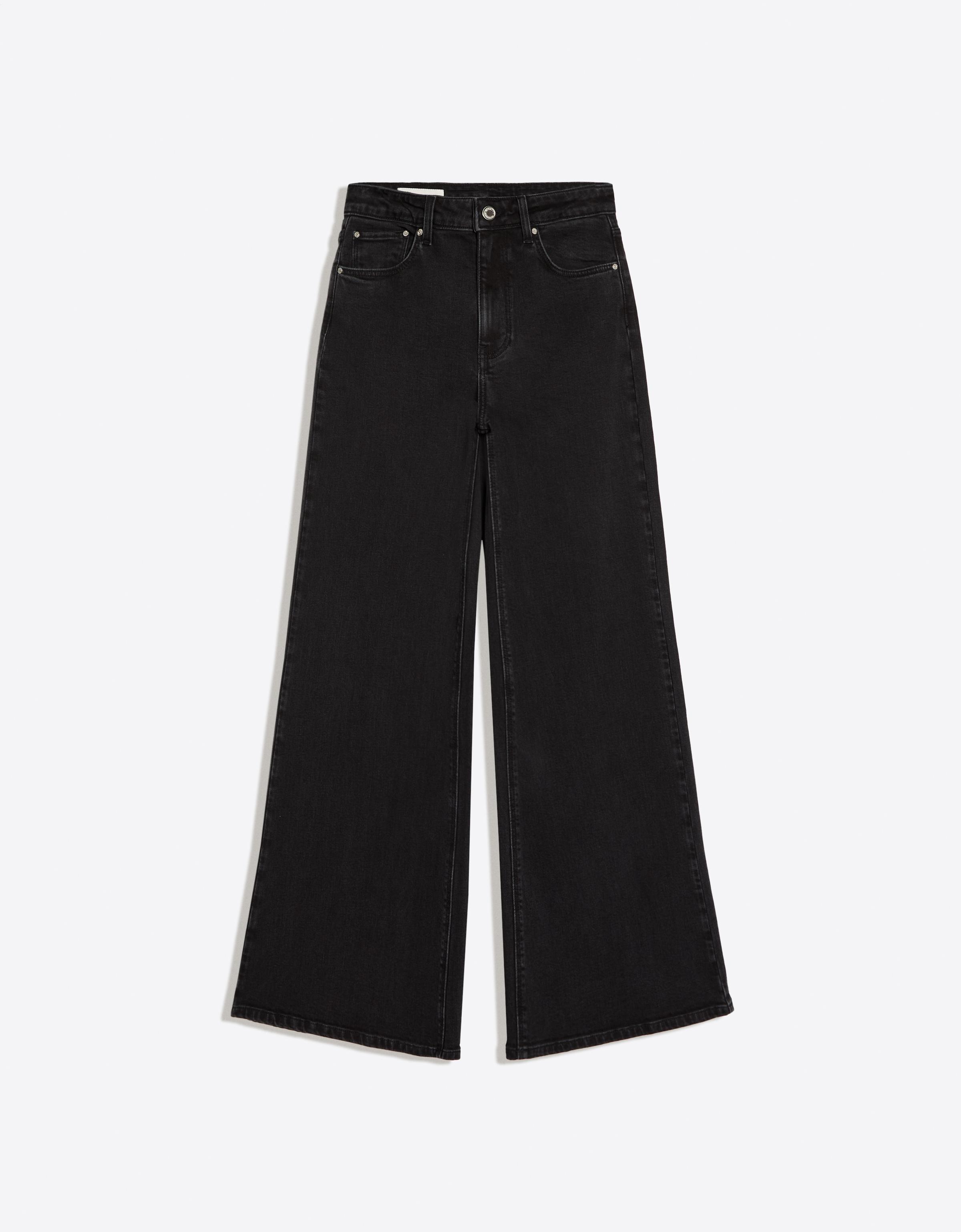 High-waist wide-leg jeans — Black