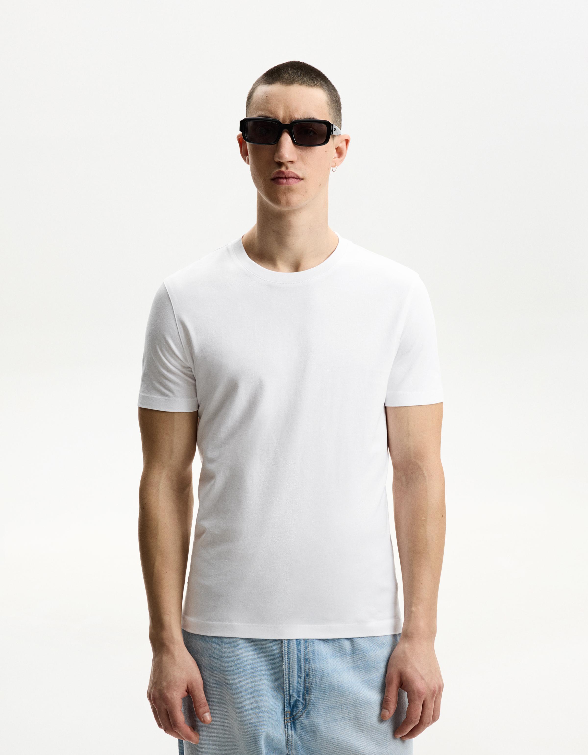 Bershka Basic-T-Shirt Herren M Weiss