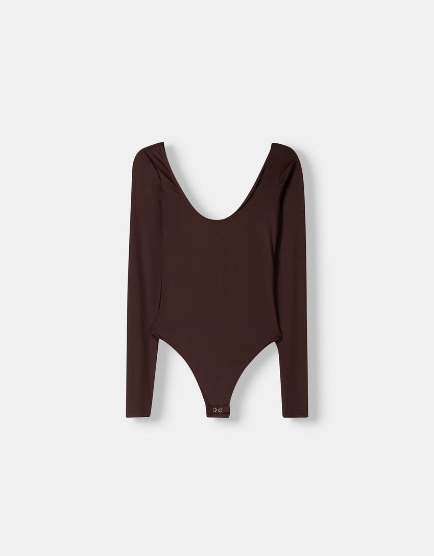 Body a maniche lunghe-Marrone-2